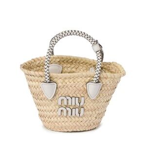 LIKE NEW! Miu Miu Beige Woven Raffia Basket Tote